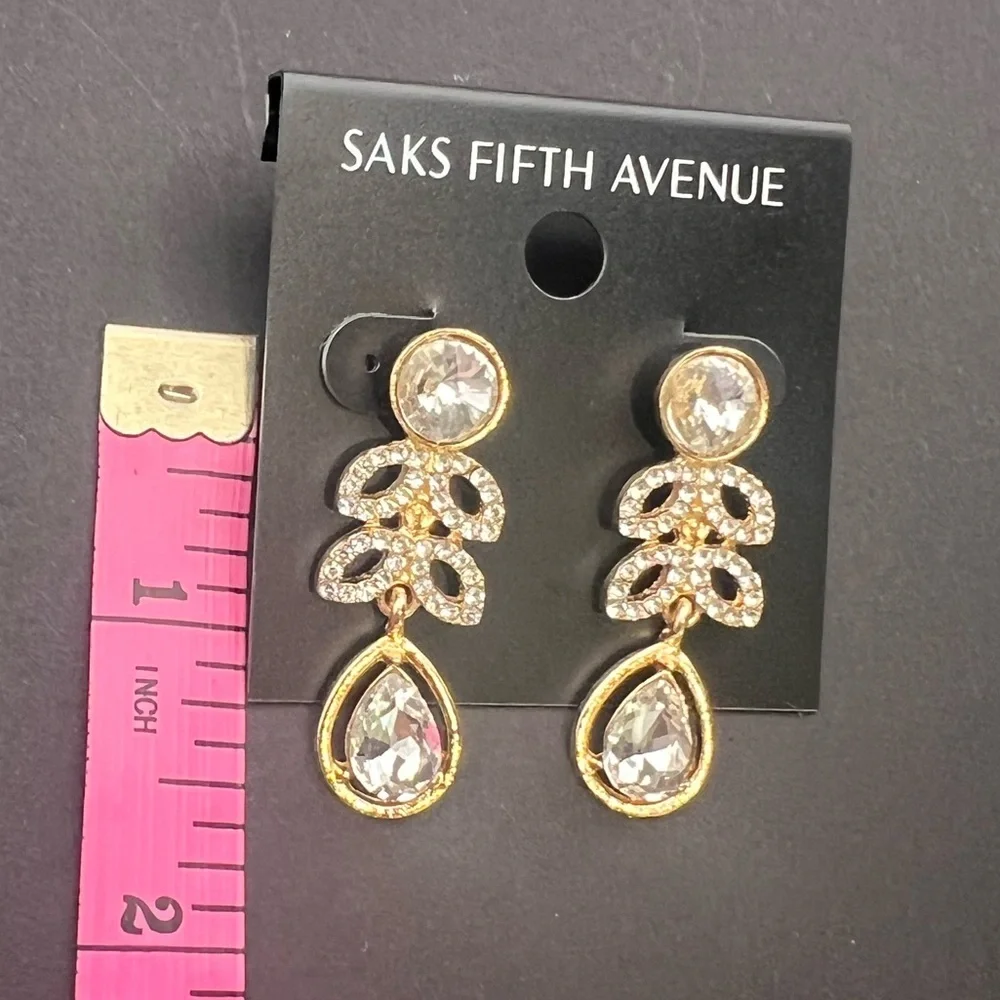 Saks Fifth Avenue Crystal Gold Earrings